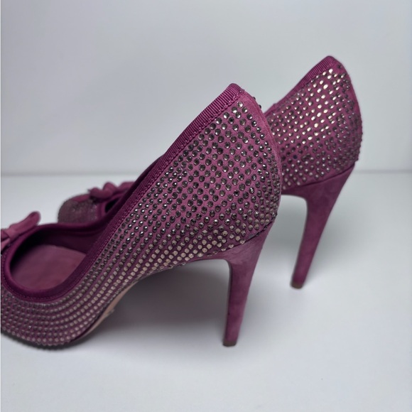Tory Burch Phoenix Charm Raspberry Pave Rhinestone Embellished Stiletto Pumps 9M - Picture 8 of 10